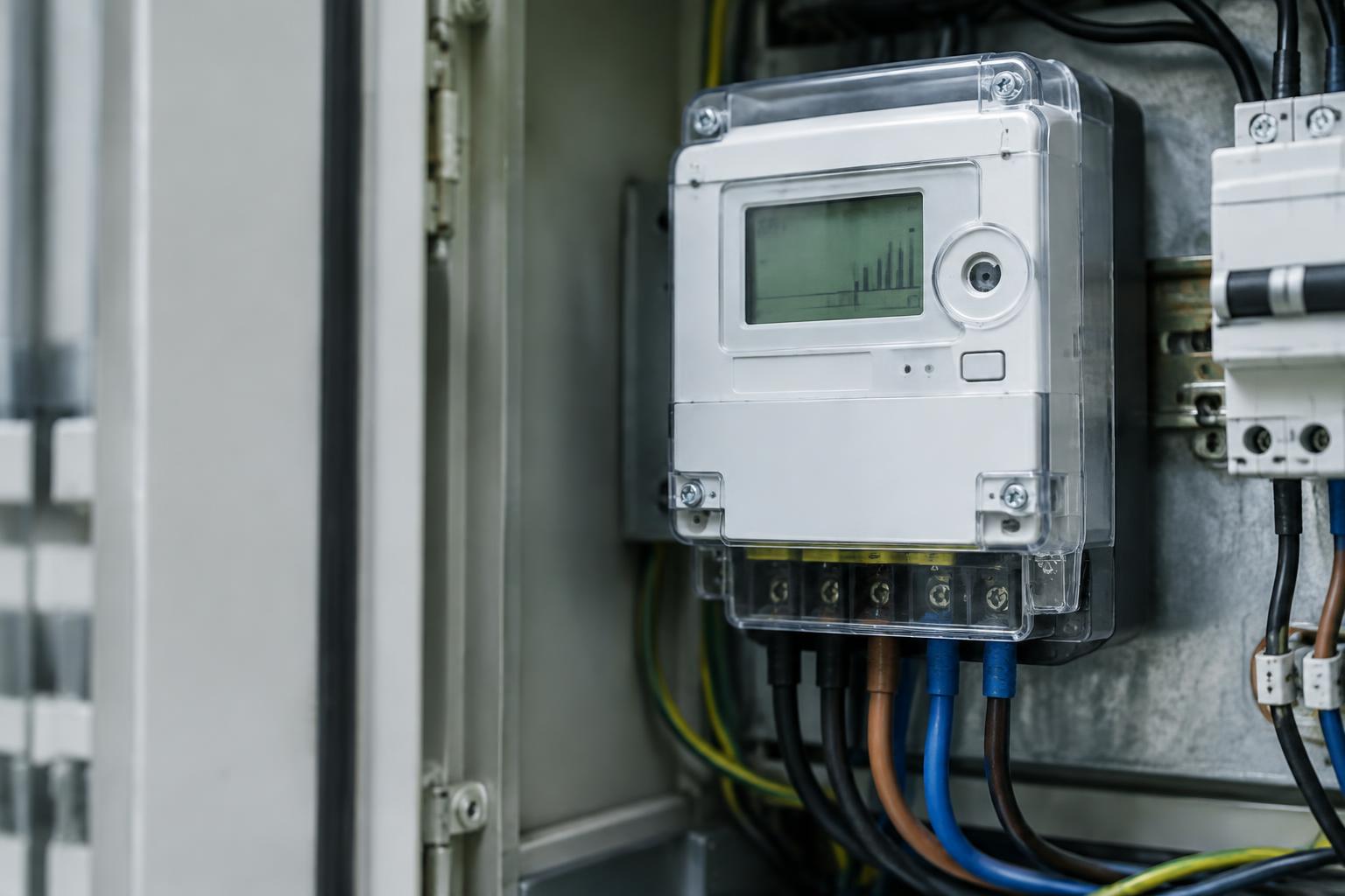 Digitaler Lastgangzähler im Schaltschrank eines Gewerbegebäudes